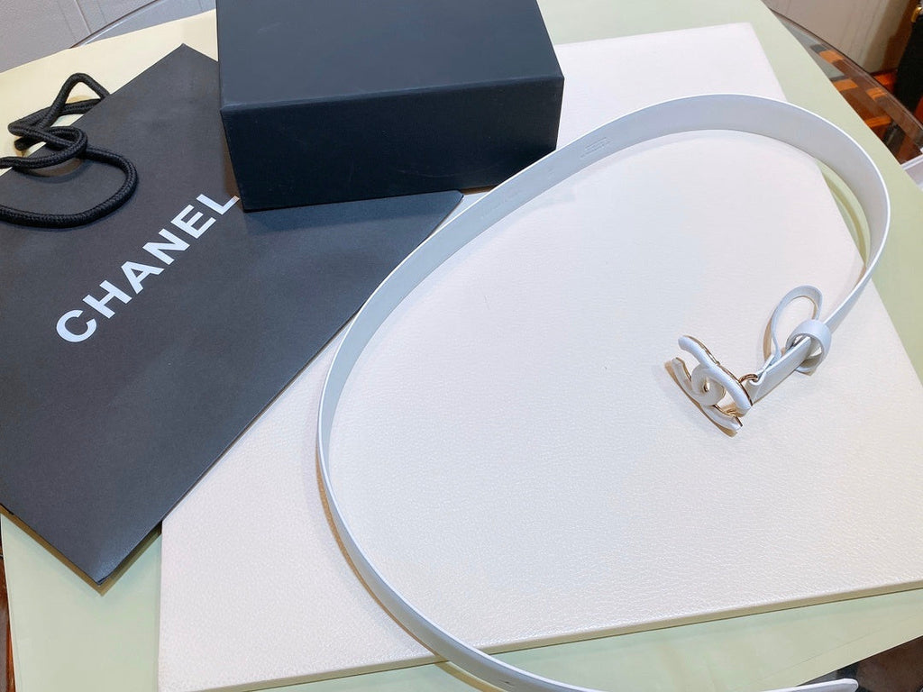 Chanel Belt With Double C Buckle White