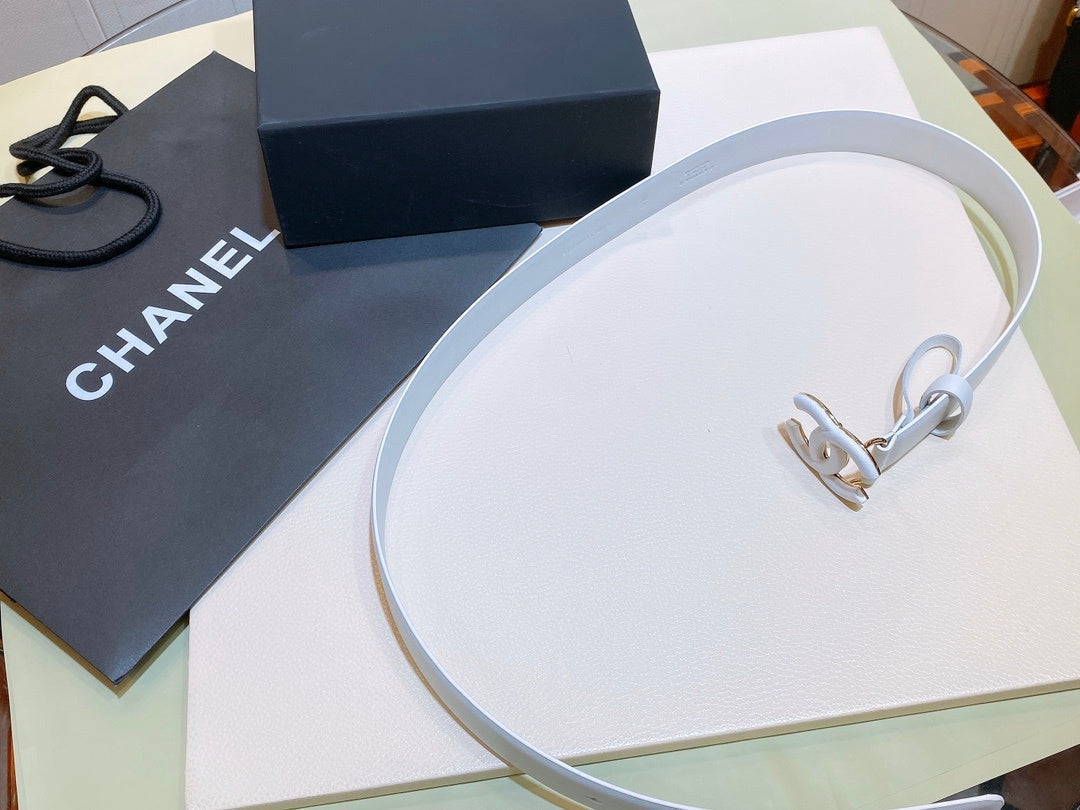 Chanel Belt With Double C Buckle White