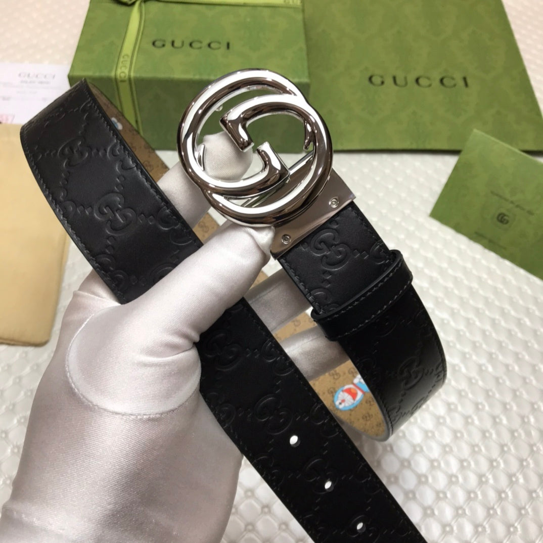 Gucci Belt With Double G Buckle Doreamon Black