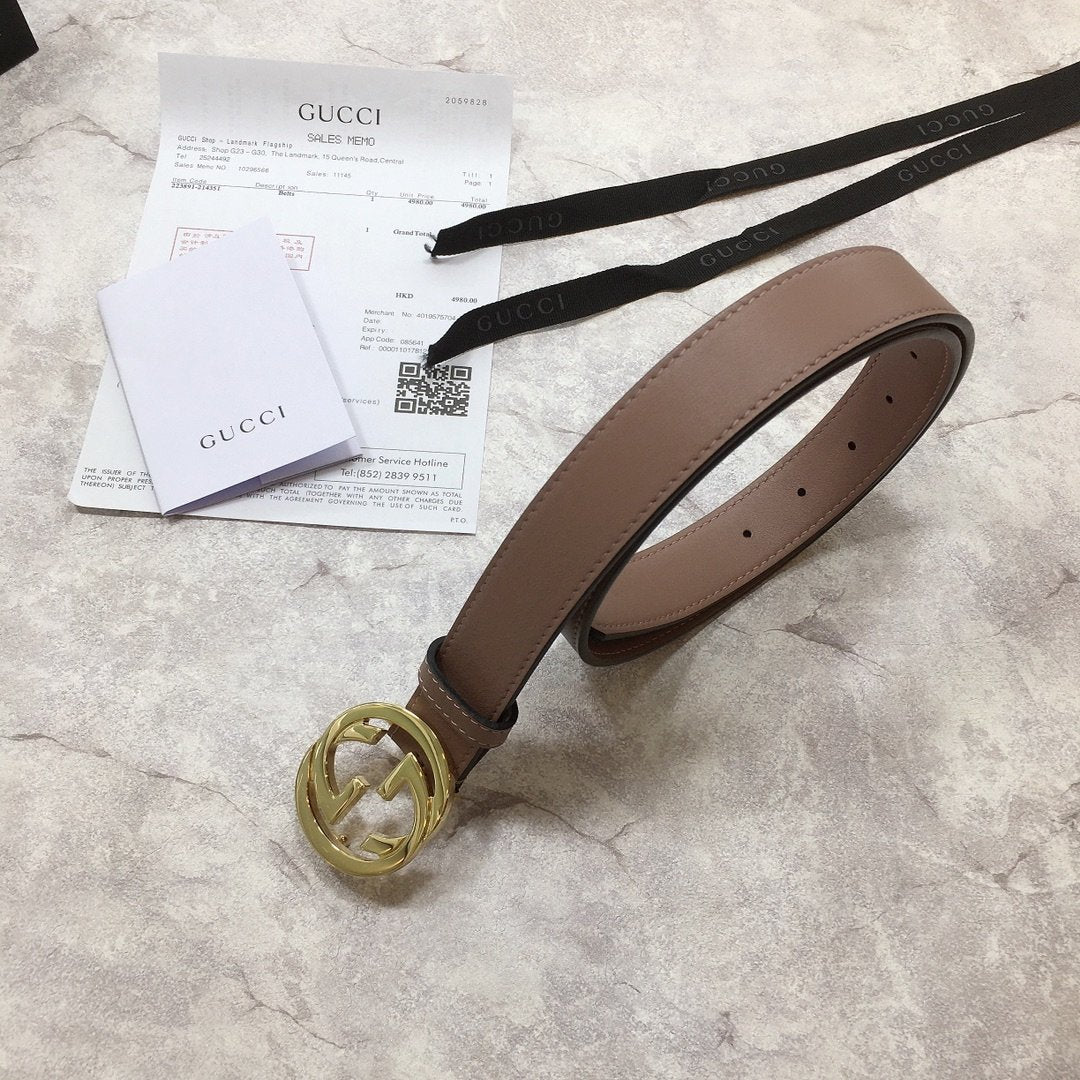 Gucci Belt With Double G Buckle Brown