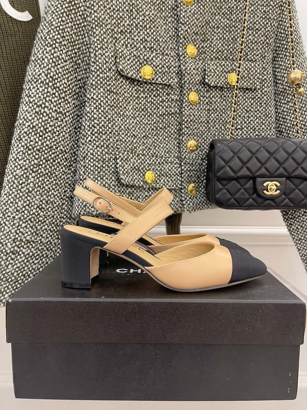 Chanel Sling Back Beige