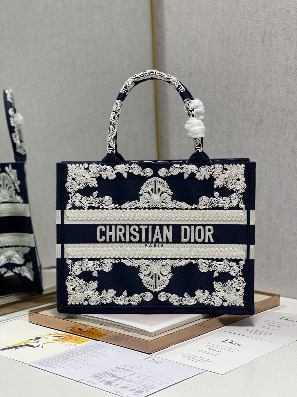 Christina Dior Medium Book Tote Bag 36cm Black