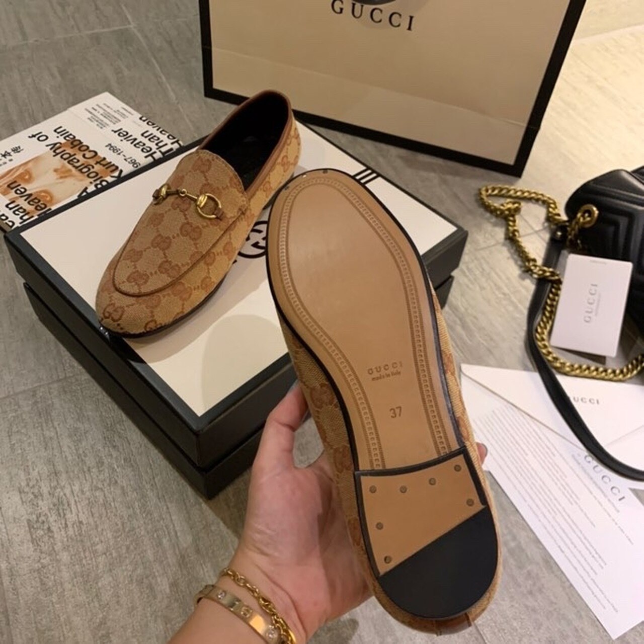 Gucci Brixton Loafers Calfskin Leather Spring/Summer Collection Beige