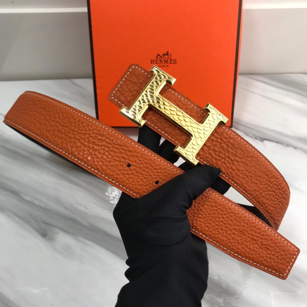 Hermes Quizz Touareg Belt Buckle & Reversible Leather Orange