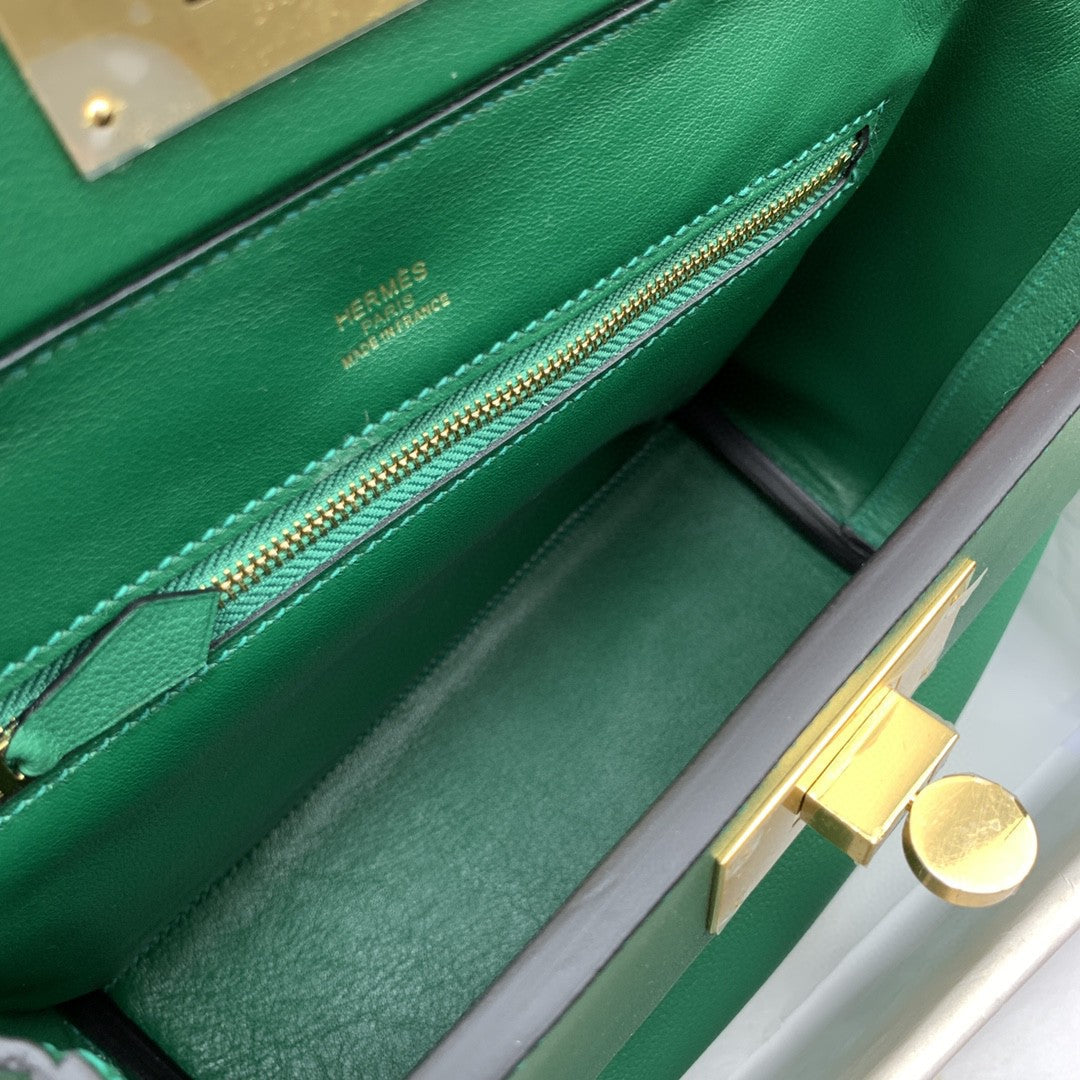 Hermes 24 24 21cm Noir Black Clémence Green