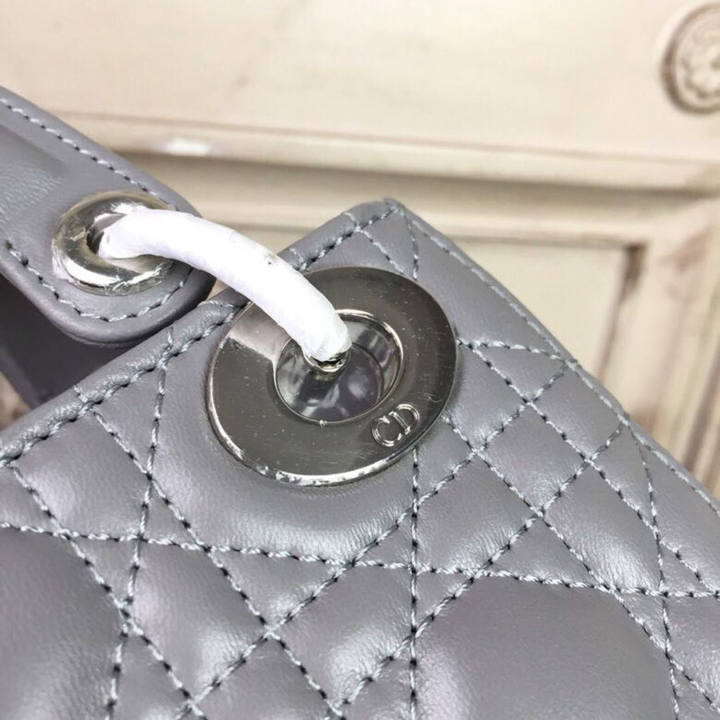 Christian Dior Mini Lady Dior Bag 18cm with Chain Silver Hardware Lambskin Leather Spring/Summer Collection, Grey