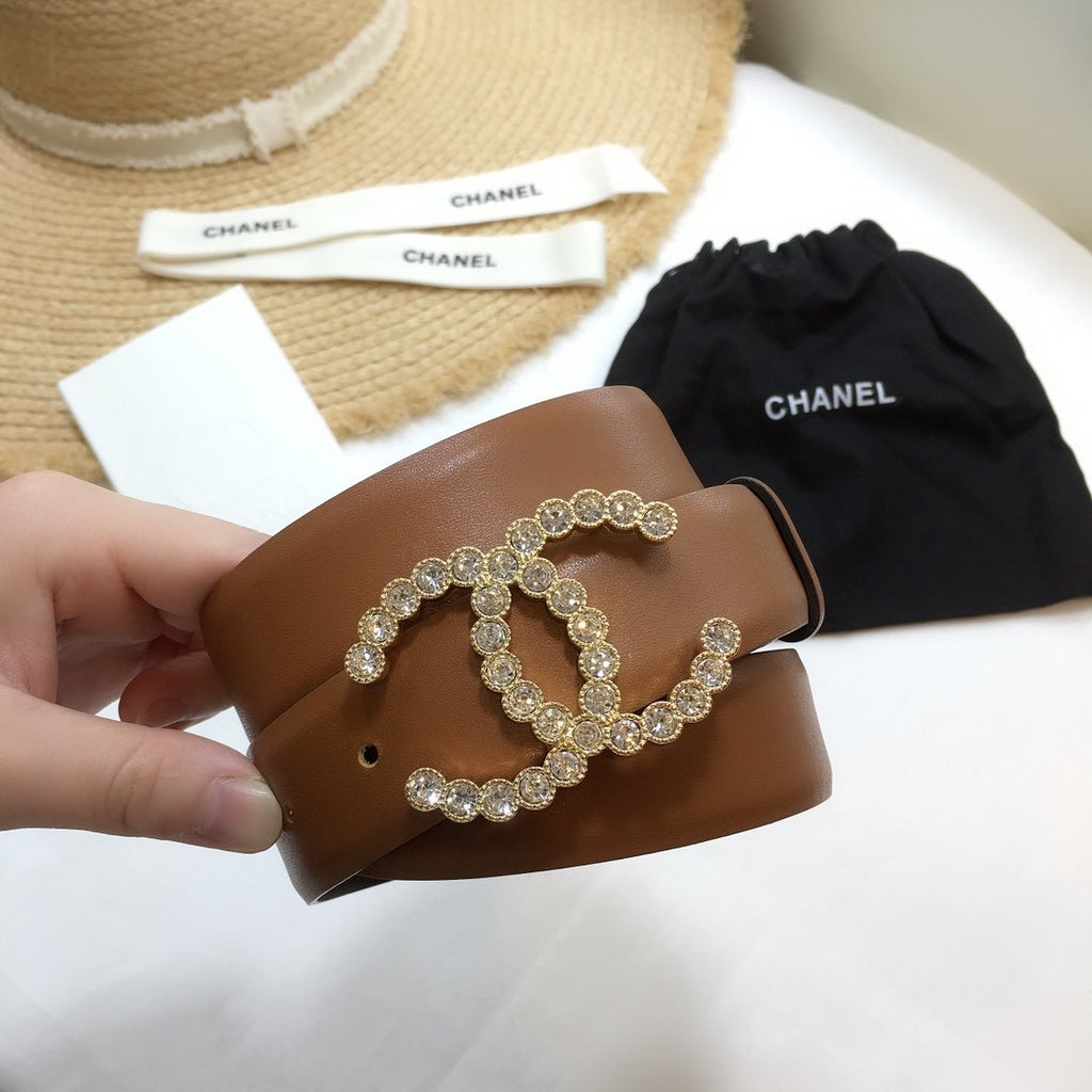 Chanel Belt With Beaded Buckle Brown