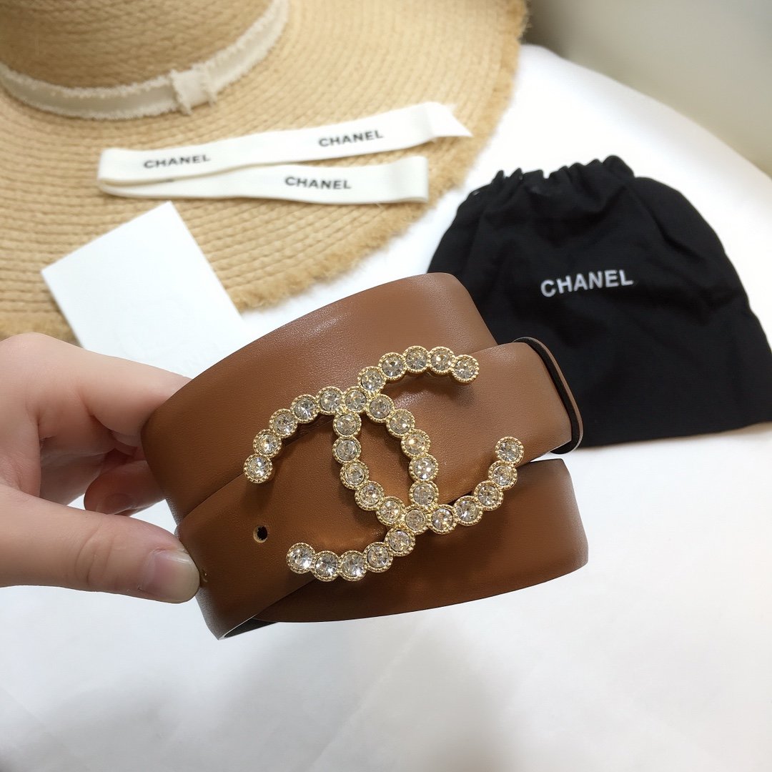 Chanel Belt With Beaded Buckle Brown