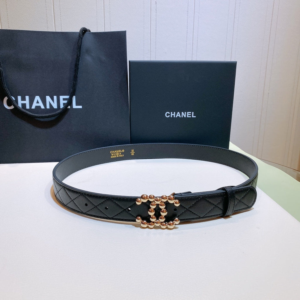 Chanel Belt With Bead Buckle Black