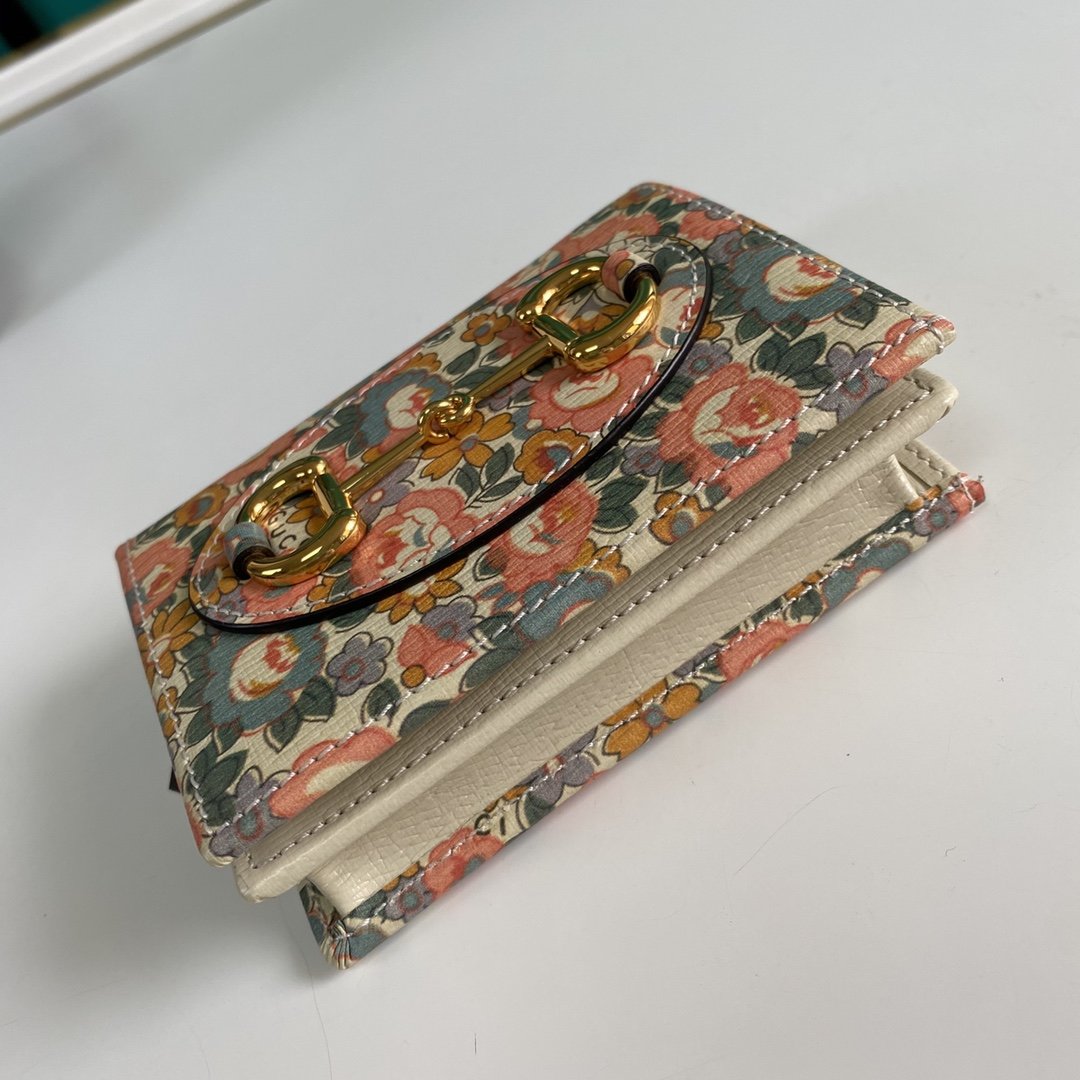 Gucci Horsebit 1955 Liberty London Pink Card Case 11cm