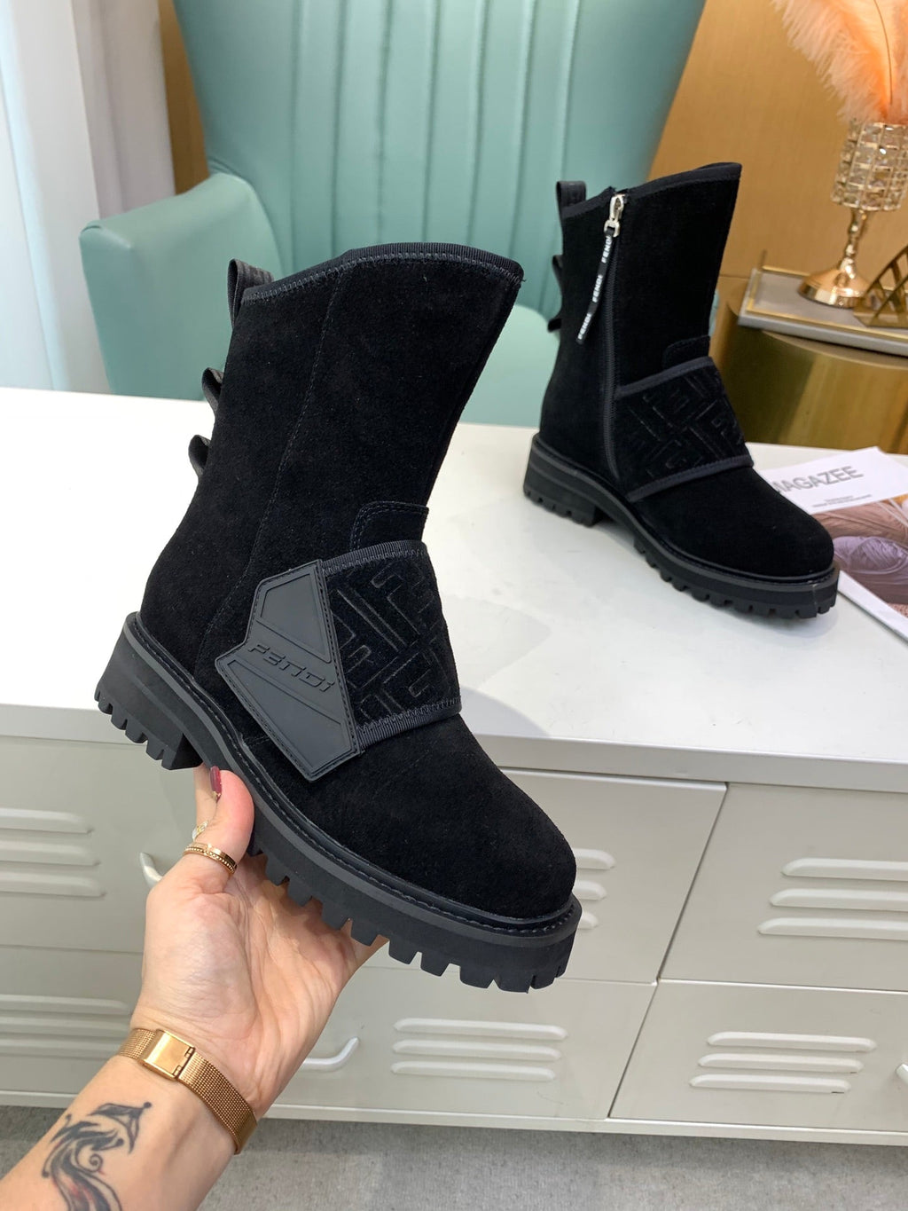 Fendi Signature Boots Black
