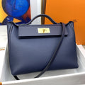 Hermes 24 24 29cm Noir Black Clémence Dark Blue