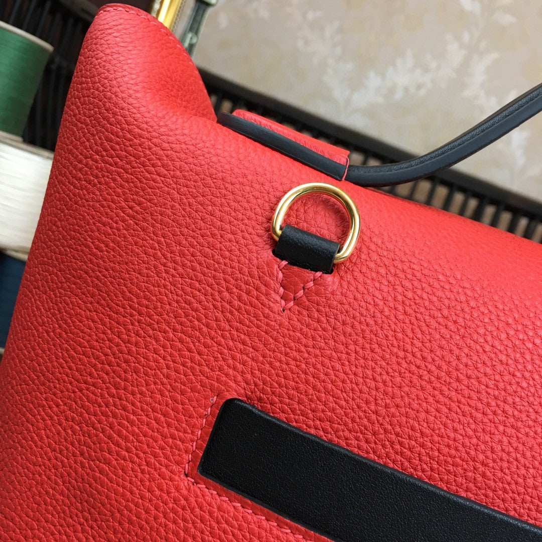 Hermes 24 24 29cm Noir Black Clémence Red