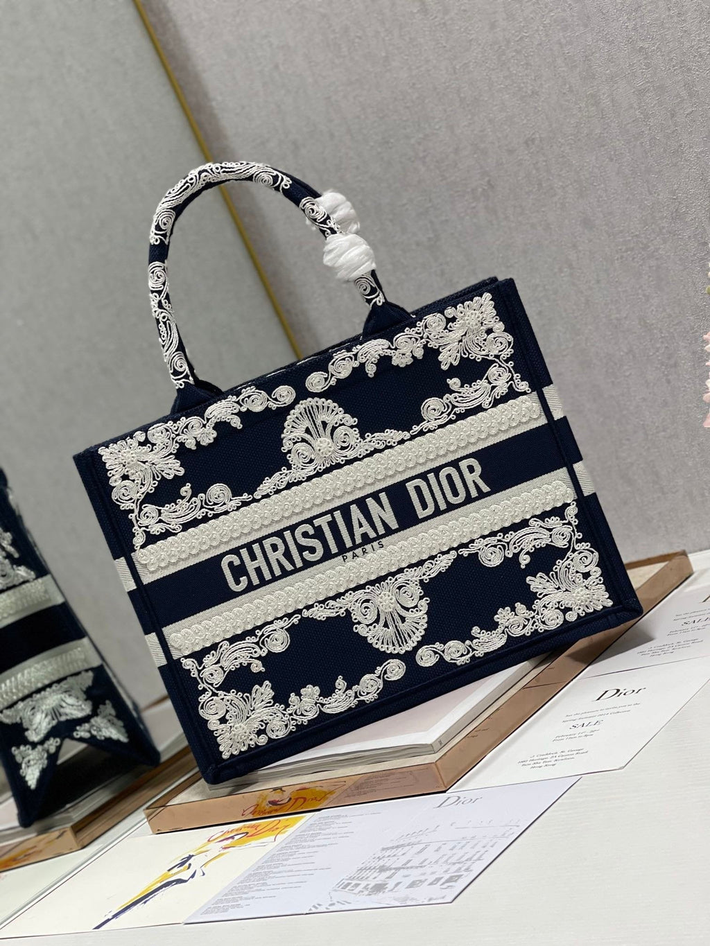 Christina Dior Medium Book Tote Bag 36cm Black