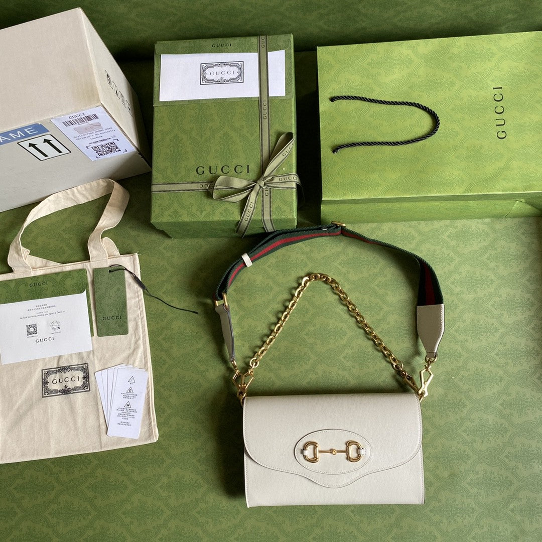 Gucci Horsebit 1955 Small Bag 26cm White