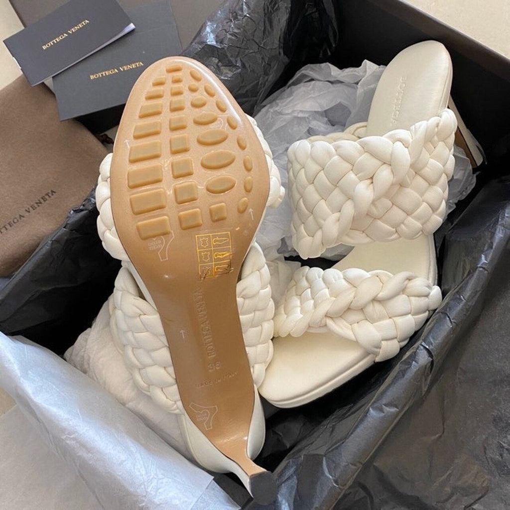 Bottega Veneta Curve Sandals 9.5cm Heel Lambskin Leather Spring/Summer 2020 Collection, White