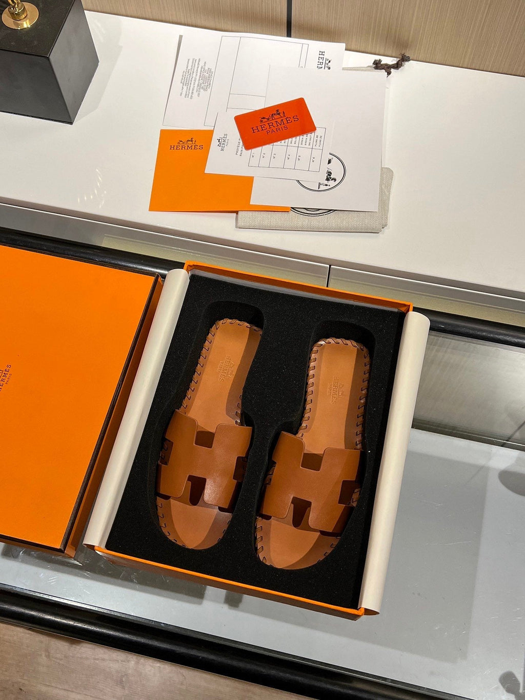 Hermes Oran Sandal Brown
