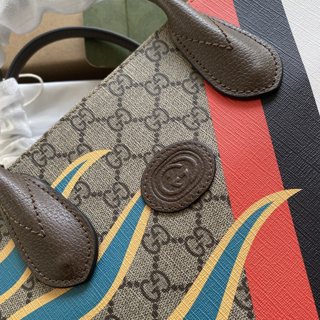 Gucci Medium Tote With Geometric Print 38cm Beige And Ebony