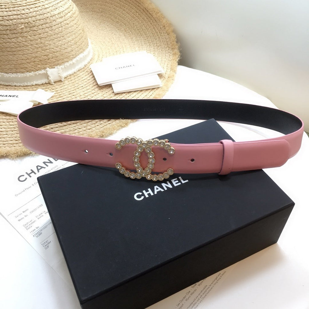 Chanel Belt With Beaded Buckle Pink