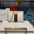Gucci Ophidia GG Shoulder Bag 25cm Calfskin Leather Spring/Summer Collection White