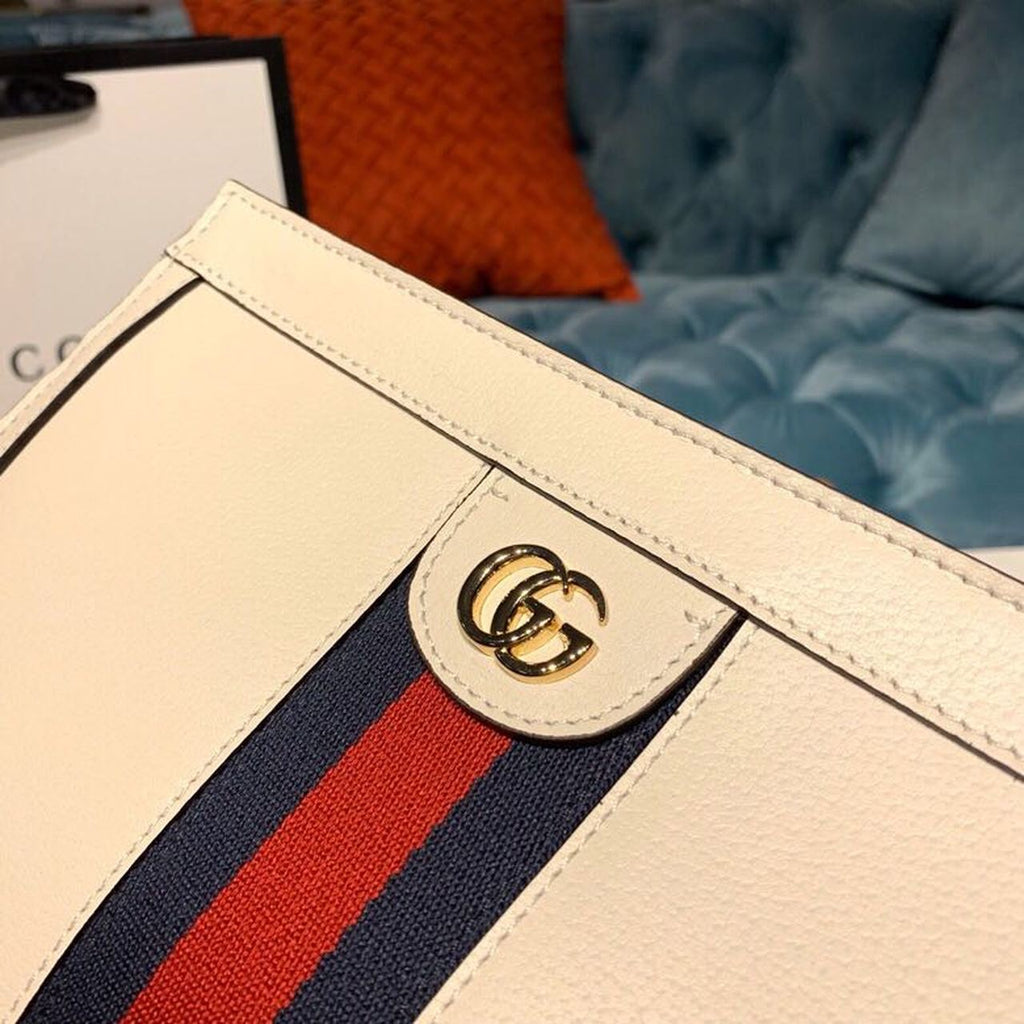 Gucci Ophidia GG Shoulder Bag 25cm Calfskin Leather Spring/Summer Collection White