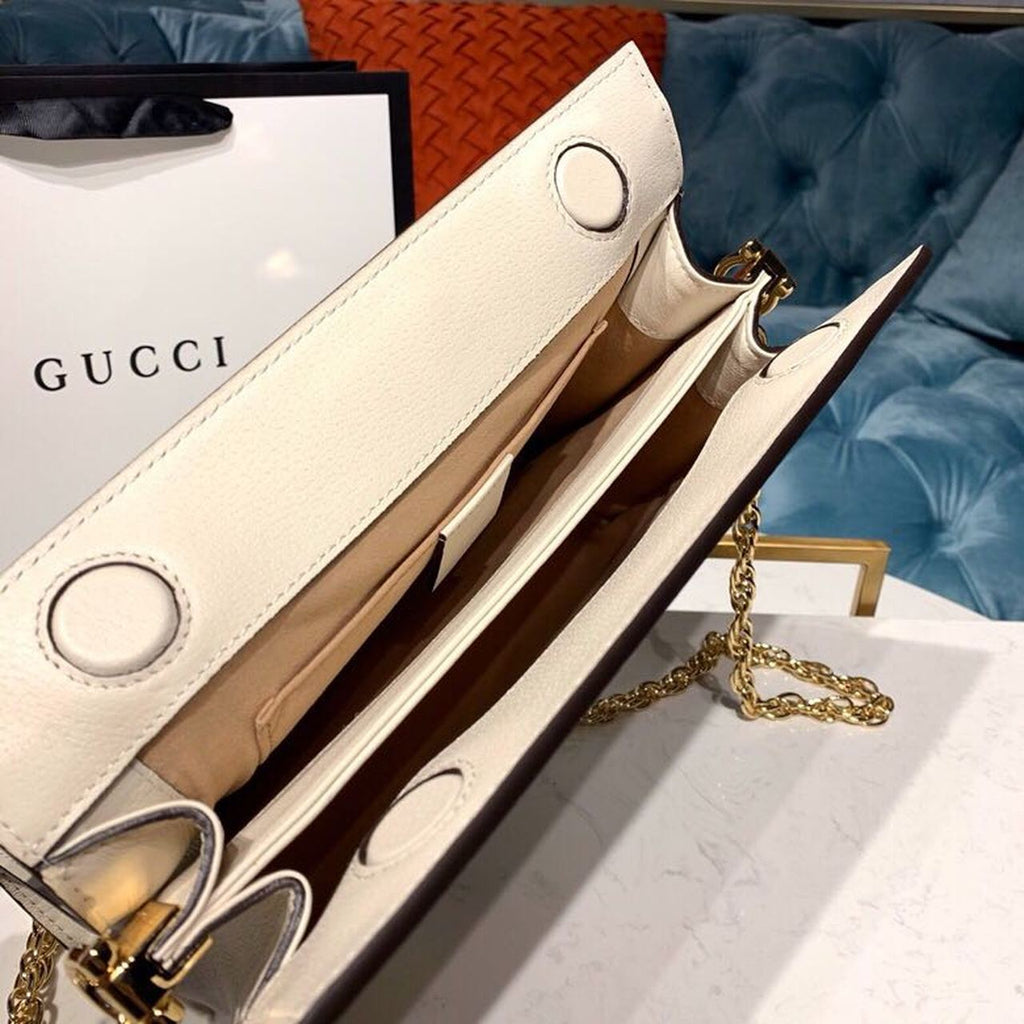 Gucci Ophidia GG Shoulder Bag 25cm Calfskin Leather Spring/Summer Collection White