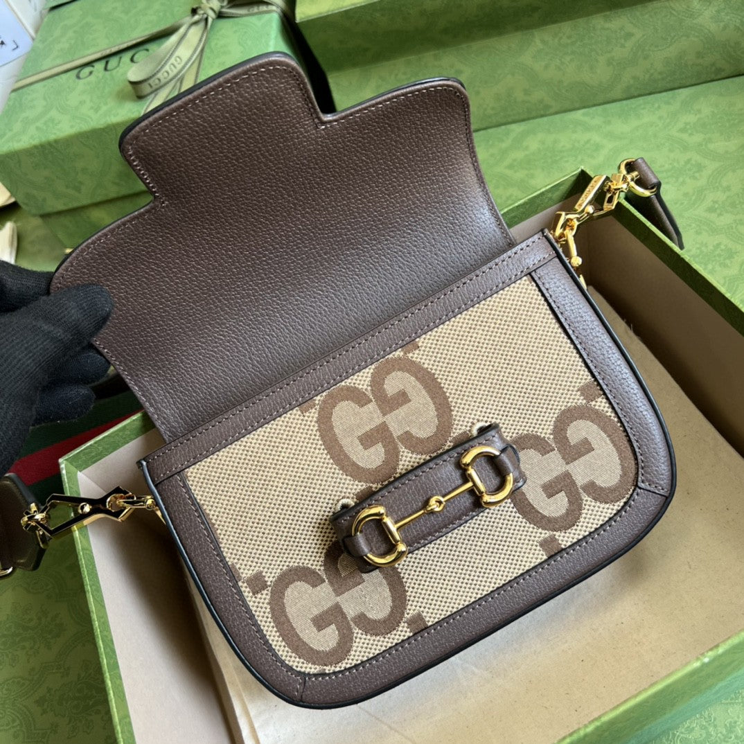 Gucci Horsebit 1955 Jumbo GG Mini Bag 21cm 658574 Brown