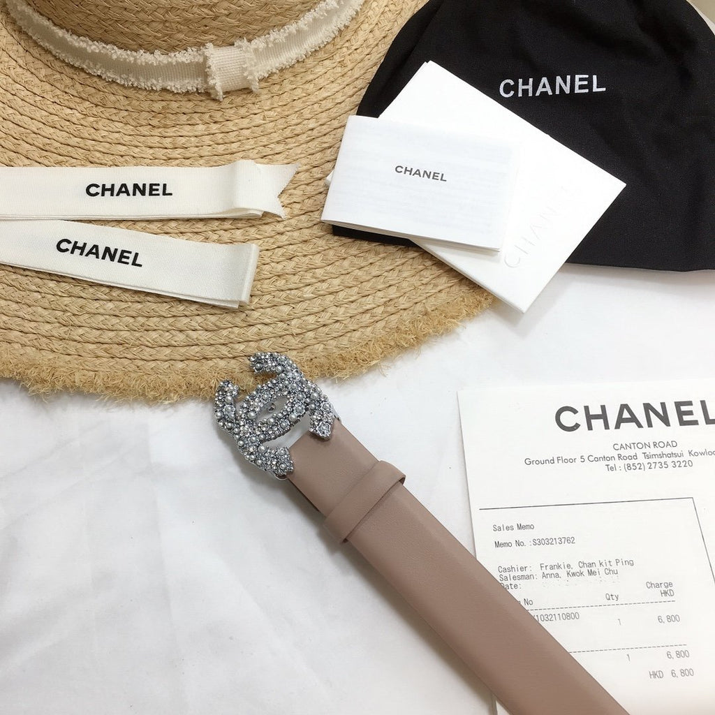 Chanel Belt With Beaded Buckle Pink