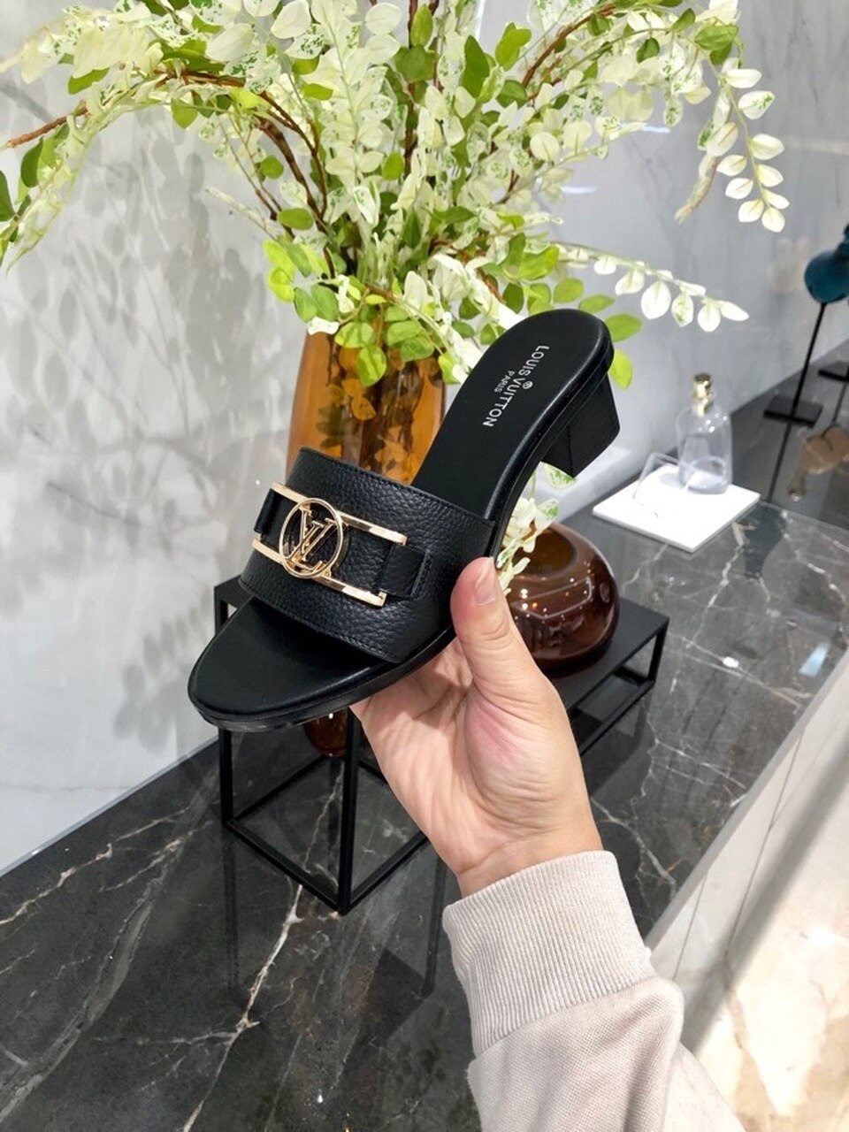 Louis Vuitton Lock It Mules Calfskin Leather Spring/Summer Collection Black