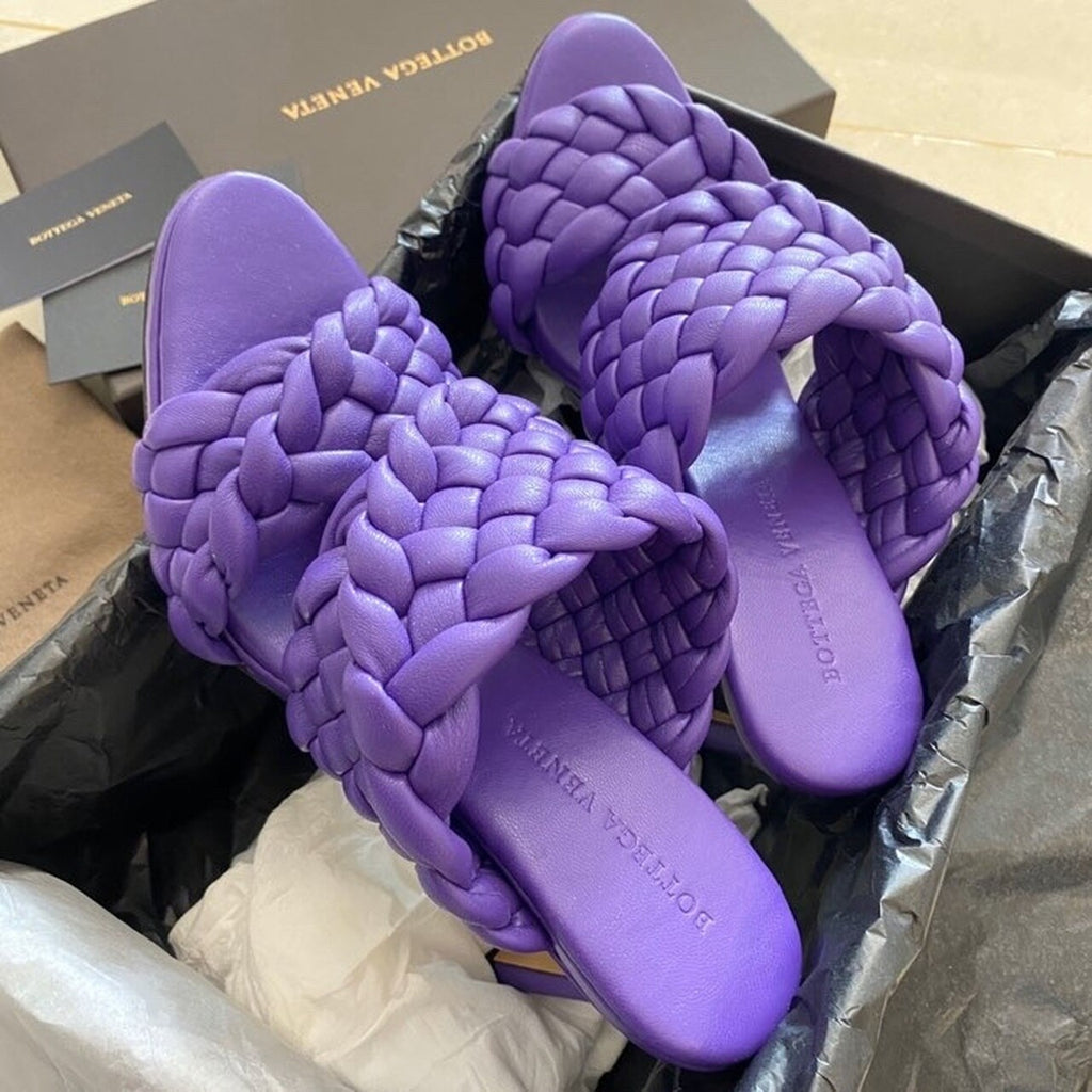 Bottega Veneta Curve Sandals 9.5cm Heel Lambskin Leather Spring/Summer 2020 Collection, Purple