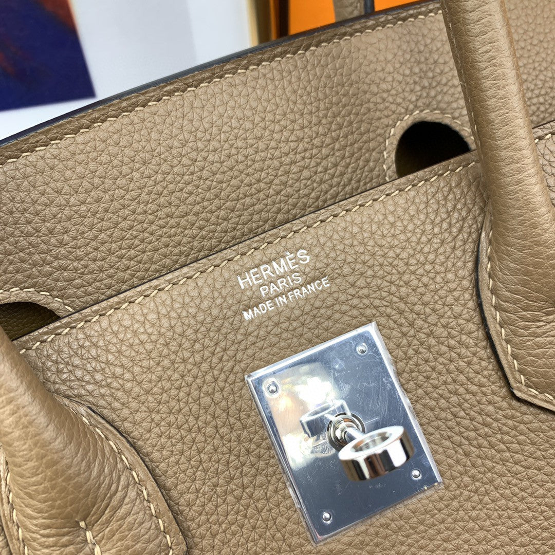 Hermes Birkin 30 Nata Swift Silver Hardware Brown