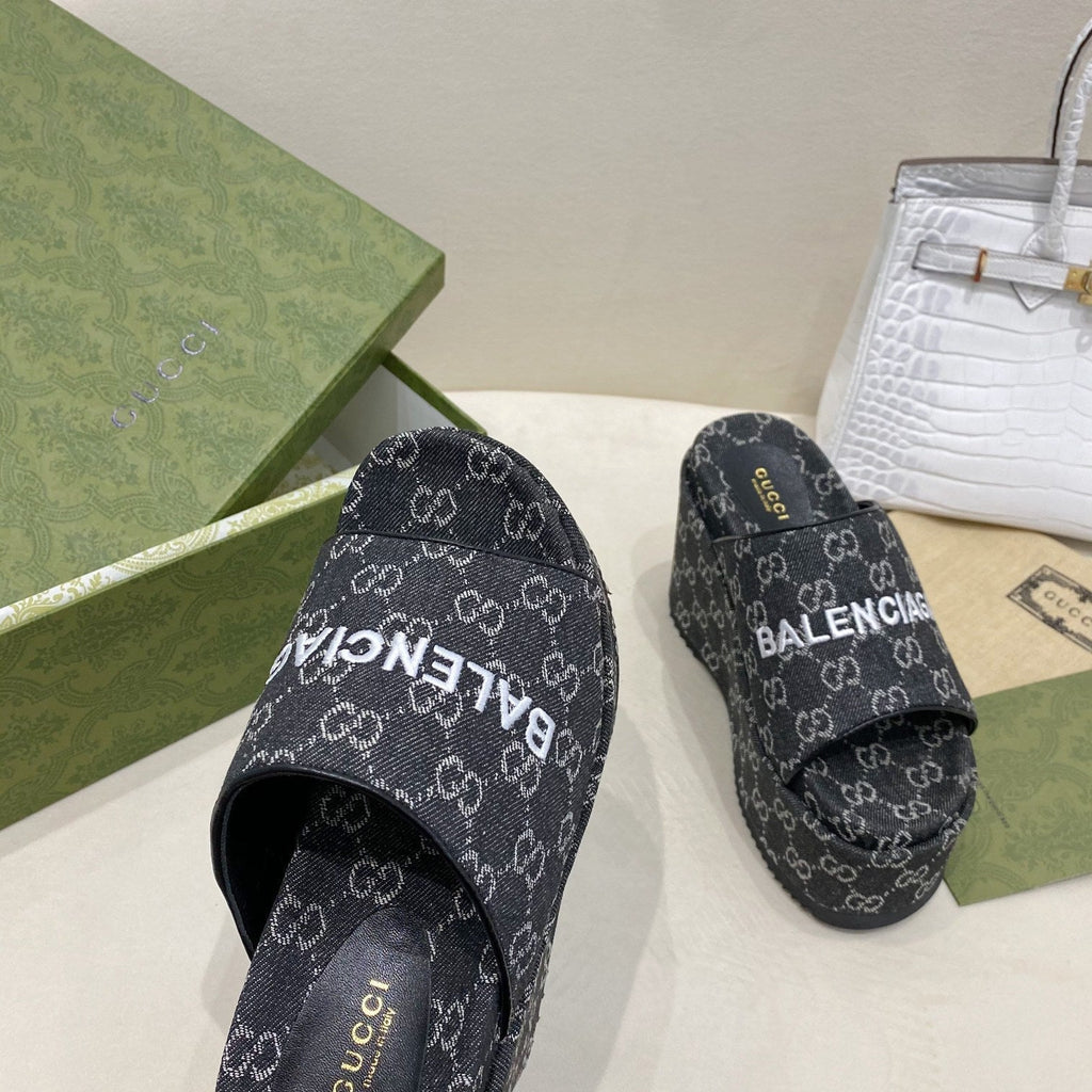 Gucci Balenciaga Platform Slide Sandal Black