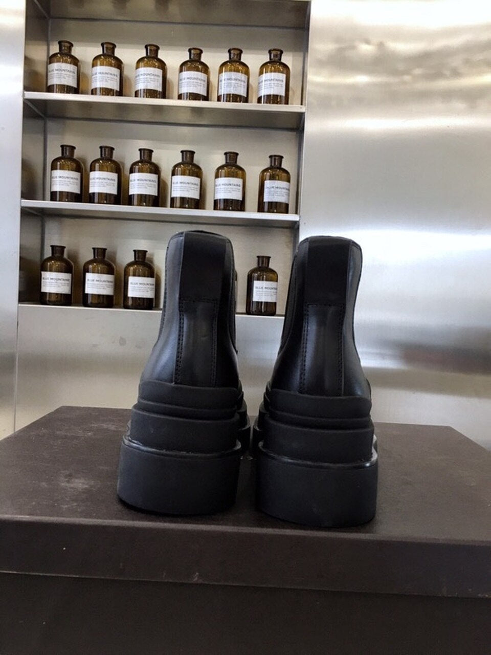 Bottega Veneta Flat Triple-Sole Leather Booties Calfskin Leather Fall/Winter 2020 Collection, Black
