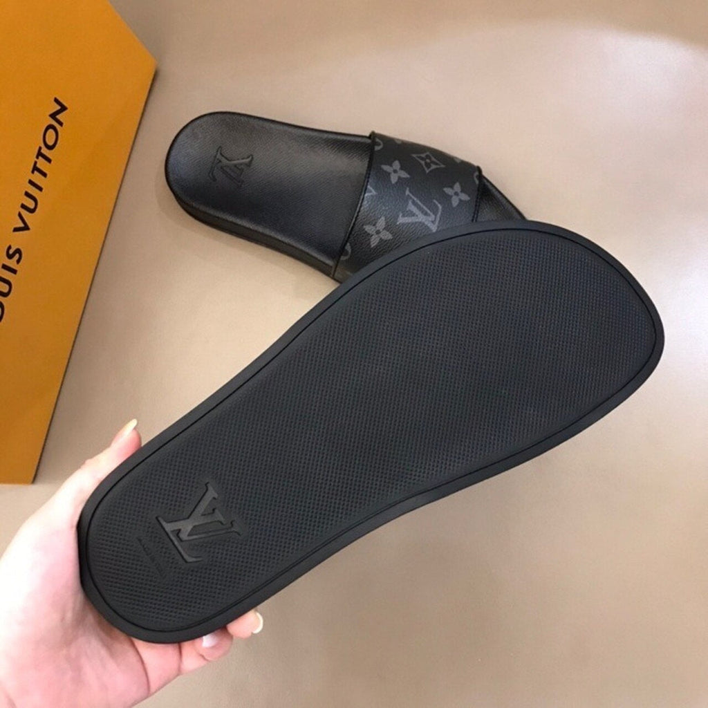 Louis Vuitton Mens Sandals Monogram Graphite Canvas Spring/Summer Collection Black