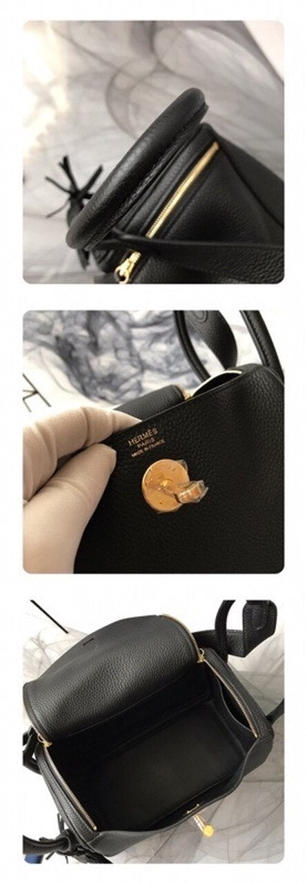 Hermes Lindy Bag 26cm Epsom Calfskin Handstitched Palladium Hardware Noir