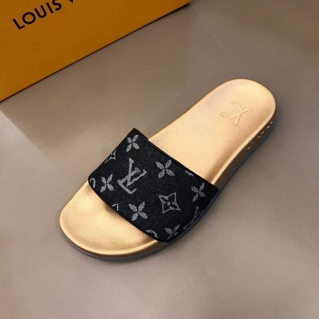 Louis Vuitton Mens Sandals Denim Canvas Spring/Summer Collection Black