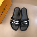 Louis Vuitton Single Strap Mules Mens Sandals Canvas Spring/Summer Collection Black/Silver