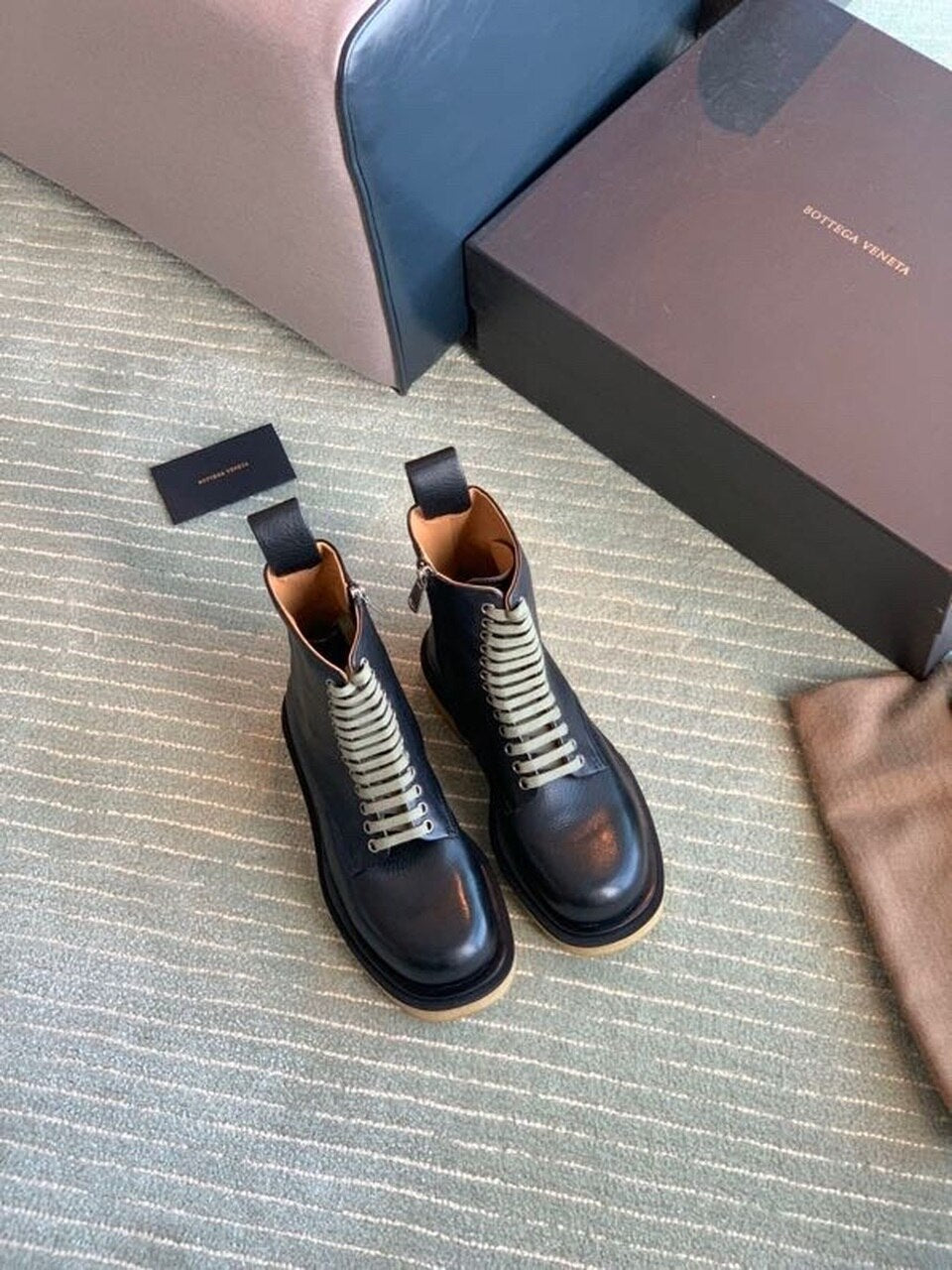 Bottega Veneta Lace Up Booties Calfskin Leather Fall/Winter 2020 Collection, Black