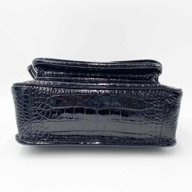 Saint Laurent Niki Medium Crocodile-embossed Black Patent Leather Shoulder Bag