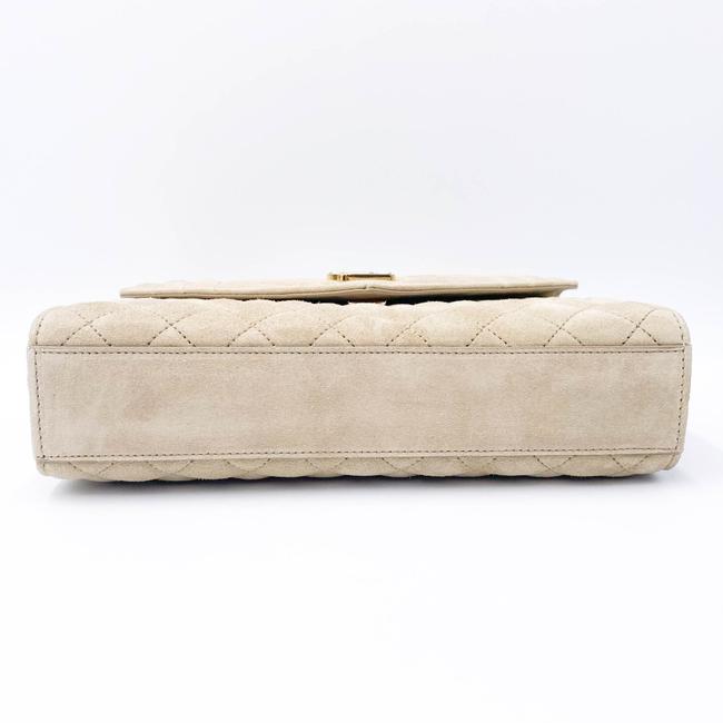 Saint Laurent Monogram Envelope Medium Beige Suede Leather Shoulder Bag