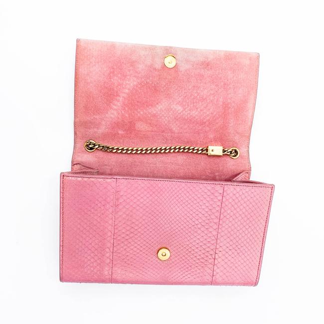 Saint Laurent Monogram Kate Medium Monogram Snakeskin Pink Leather Shoulder Bag