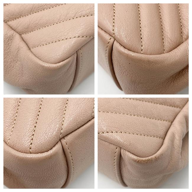 Saint Laurent Sheepskin Matelasse Chevron Monogram Large College Satchel Pink Leather Shoulder Bag