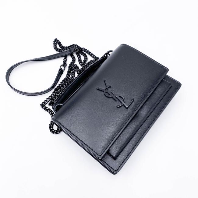 Saint Laurent Monogram Top Handle Sunset Noir Bhw Black Leather Shoulder Bag