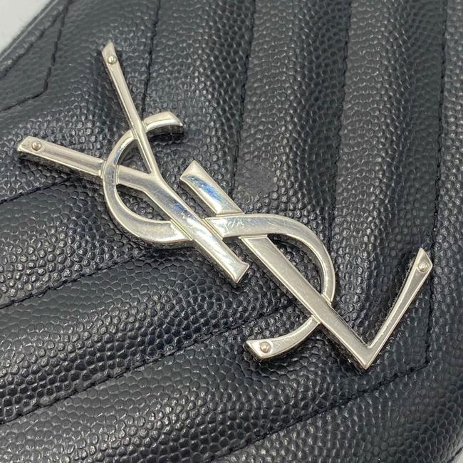 Saint Laurent Black Monogramme Grain De Poudre Zip-around Wallet