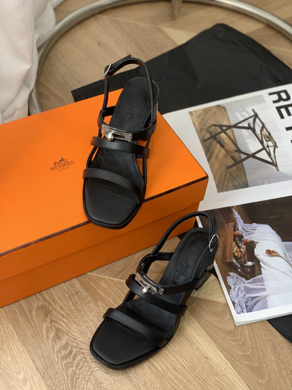 Hermes Eve 60 Sandal Black