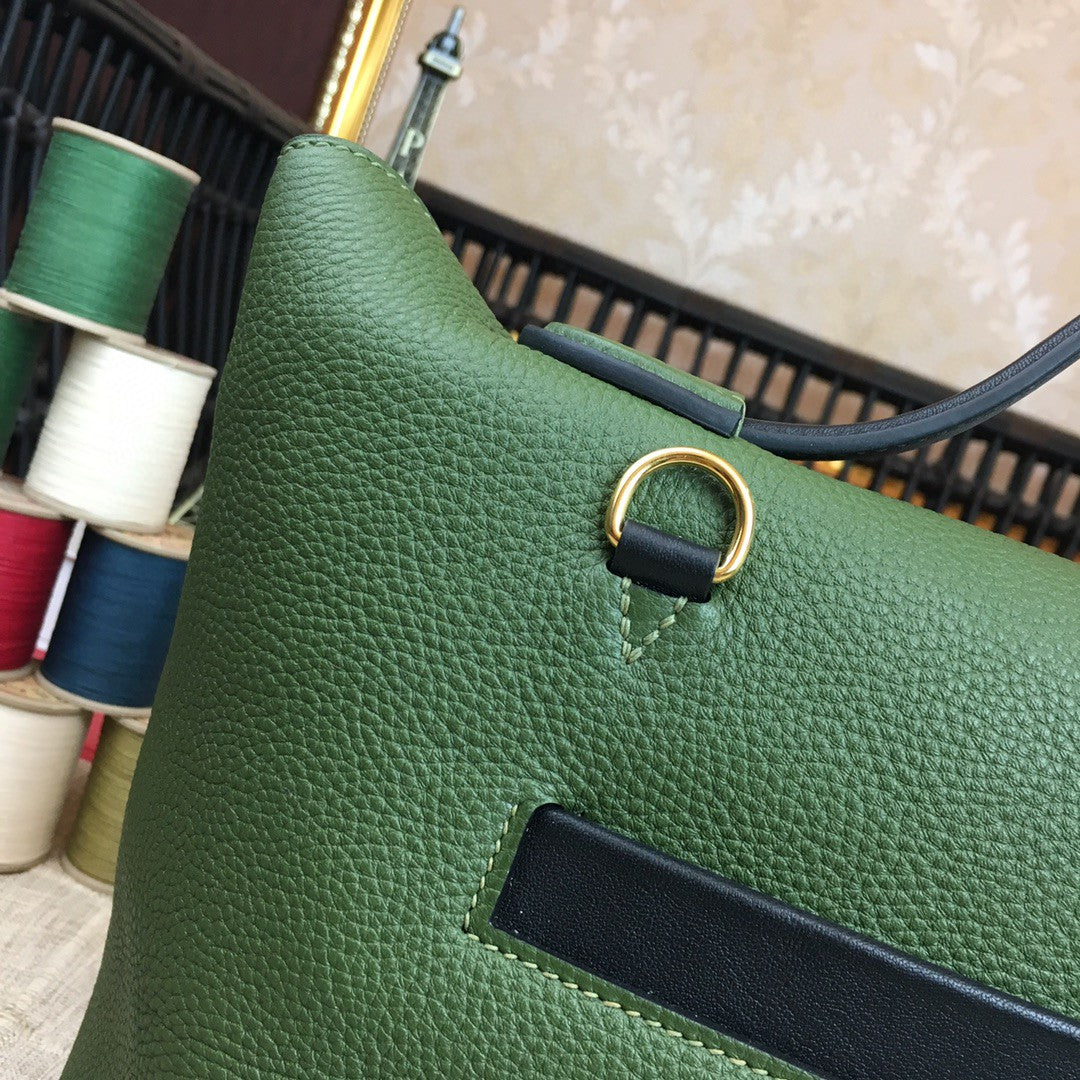 Hermes 24 24 29cm Noir Black Clémence Green