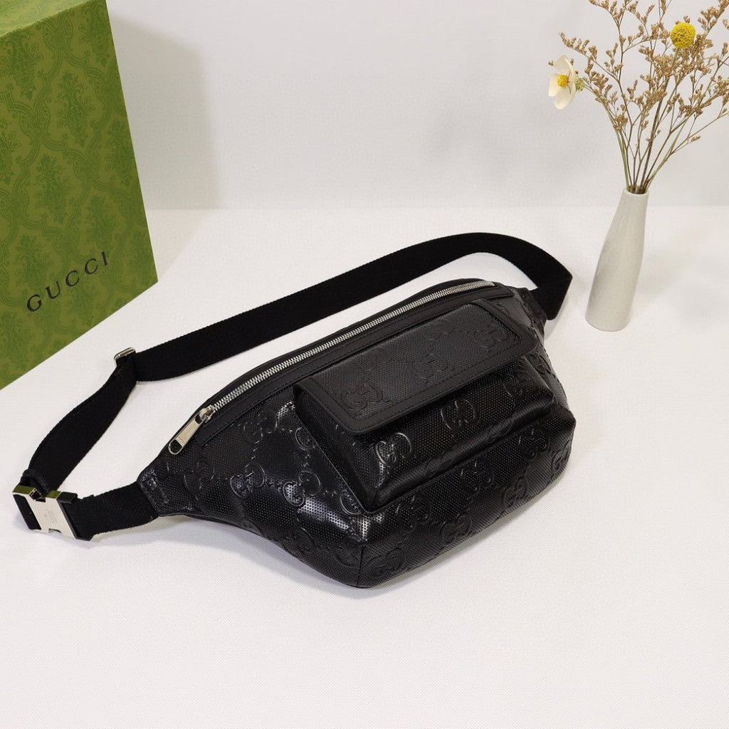 Gucci Embossed Belt Bag 28cm Black