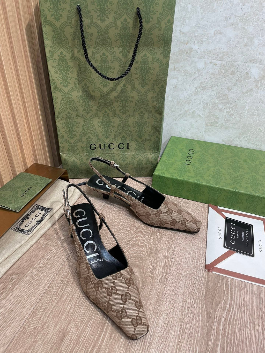 Gucci Slingback Pumps Brown