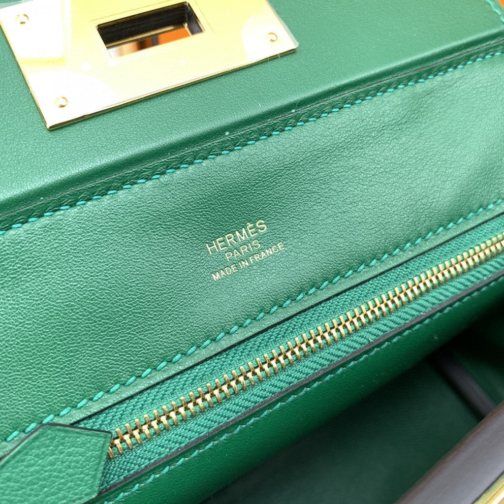 Hermes 24 24 21cm Noir Black Clémence Green