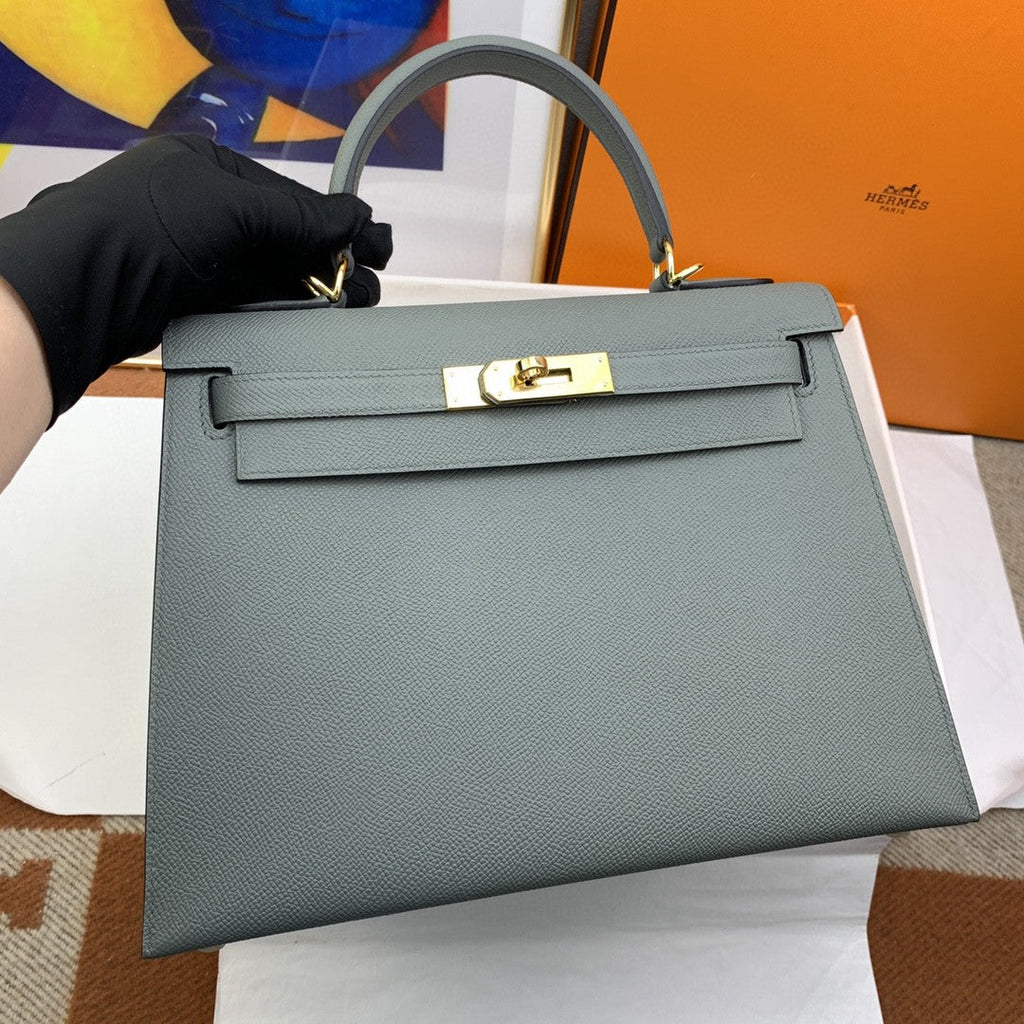 Hermes Kelly 28 Togo Gold Hardware Dark Grey